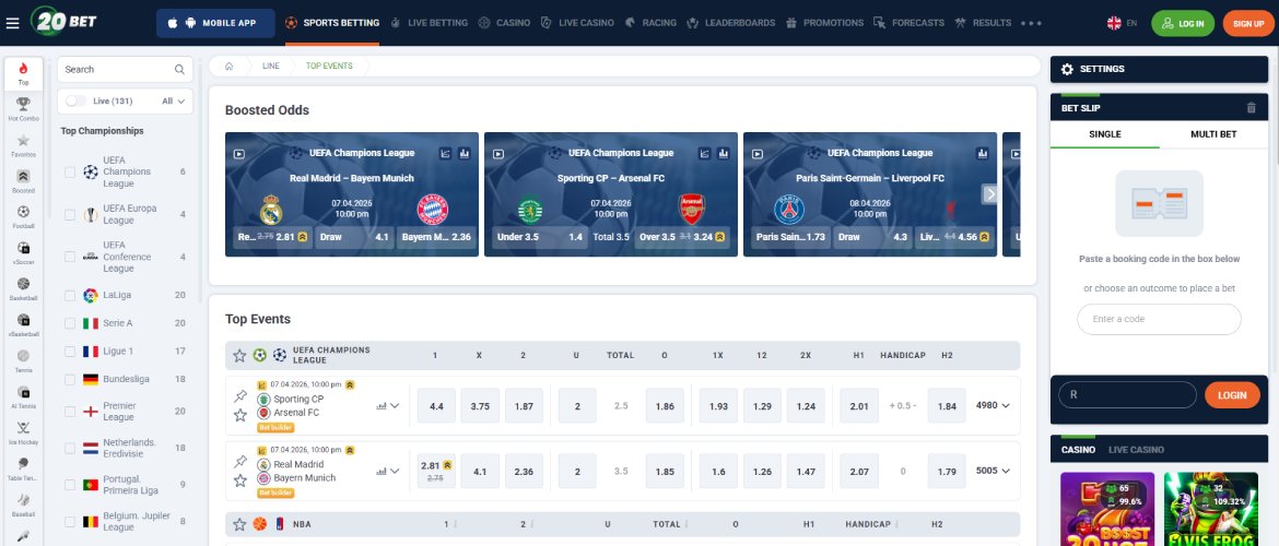 20Bet betting site in Ghana