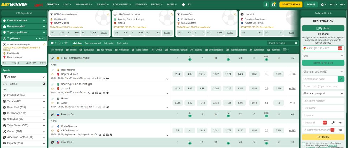 Betwinner betting site in Ghana
