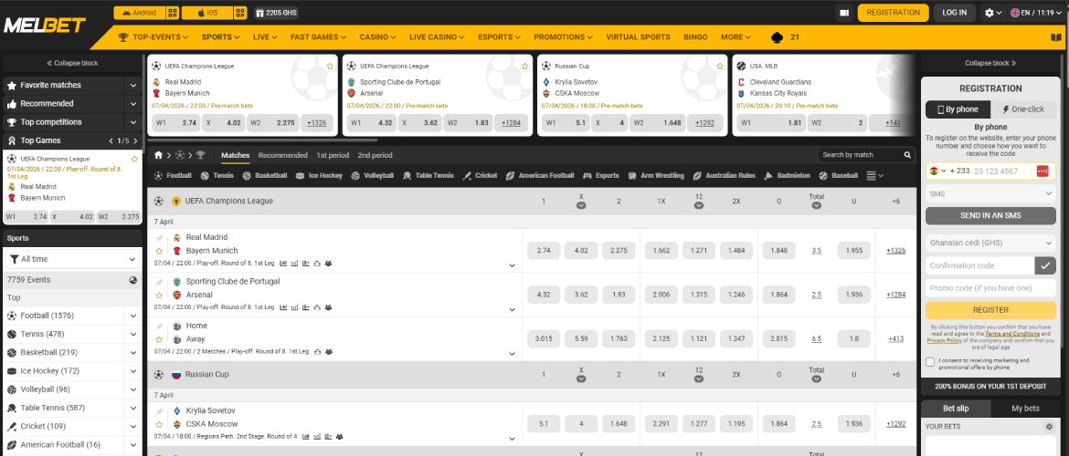 Melbet betting site in Ghana